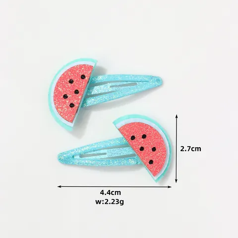 Sweet Glitter Watermelon Hair Clips For Kids Girls Fresh Fruit BB Bangs Clip Non Slip Handmade Hair Accessories For Daily School