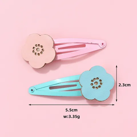Barrettes à Cheveux en Forme de Fleur Creuse pour Petites Filles Pinces BB en Similicuir Antidérapantes en Alliage Accessoires de Coiffure