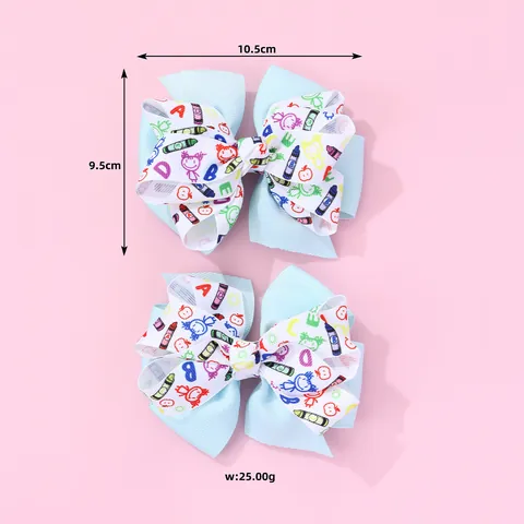 Pinces à Cheveux Nœud de Rentrée Scolaire pour Filles Cadeau de Fête des Professeurs ABC Crayon Pomme Thème Remise des Diplômes Accessoires de Cheveux en Ruban Gros-Grain
