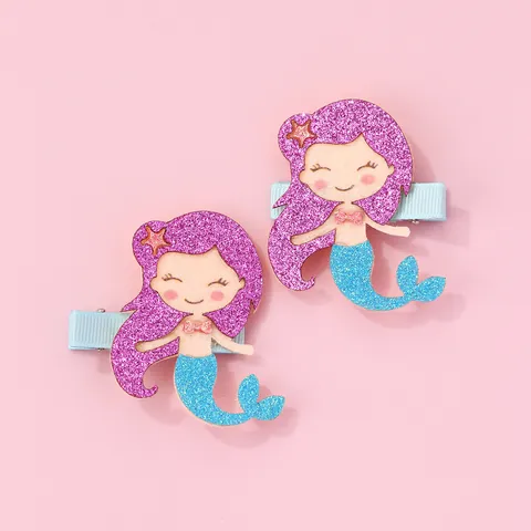 Kids Cartoon Sequin Hair Clips Mermaid Hot Air Balloon Cat Glitter Duckbill Clips Cute Hair Accessories For Little Girls