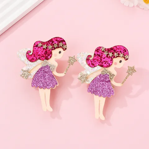 Barrettes à Cheveux en Maille à Paillettes Scintillantes pour Enfants Pince à Bec de Canard Mignonne Fille Princesse des Fées Danseuse de Ballet Accessoires de Cheveux en Forme de Cœur et de Lapin