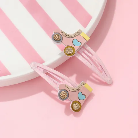Lindas Pinzas Para El Cabello De Patines Para Niños Brillantina Corazón Cuero PU BB Clips Accesorios Para El Cabello De Niñas