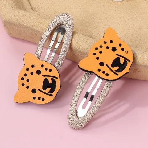 Cartoon Tier Haarklammern Tiger Katze Fuchs Leopardenmuster Kunstleder Gestrickte BB Haarnadeln Für Mädchen Damen Haarschmuck