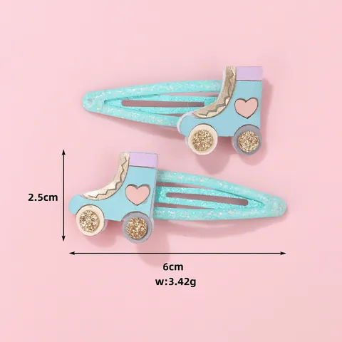 Lindas Pinzas Para El Cabello De Patines Para Niños Brillantina Corazón Cuero PU BB Clips Accesorios Para El Cabello De Niñas