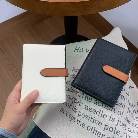 Women's Ultra-Thin PU Leather Passport Holder Multi-Functional Wallet Travel Document Case With Wrist Strap Cross-Grain