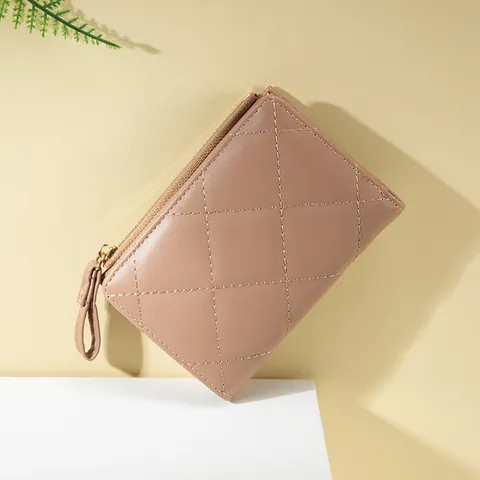 Damen Gesteppt PU-Leder Kleine Geldbörse Mehrere Kartenfächer Reißverschluss Münzfach Urban Minimalistisch Einfarbig Schlanker Kartenhalter