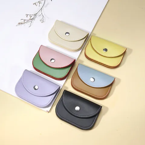 Women Mini PU Leather Wallet Minimalist Short Coin Purse With Snap Button RFID Blocking Card Holder Daily Small Pouch Bag