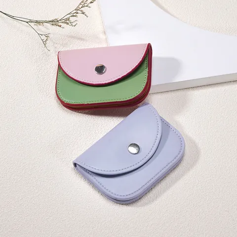 Women Mini PU Leather Wallet Minimalist Short Coin Purse With Snap Button RFID Blocking Card Holder Daily Small Pouch Bag
