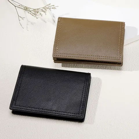 Portafoglio Corto da Donna in Pelle PU Grana Litchi Blocco RFID Multi Slot per Carte Portamonete Minimalista Pieghevole