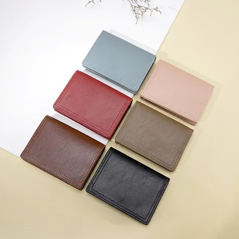 Portafoglio Corto da Donna in Pelle PU Grana Litchi Blocco RFID Multi Slot per Carte Portamonete Minimalista Pieghevole