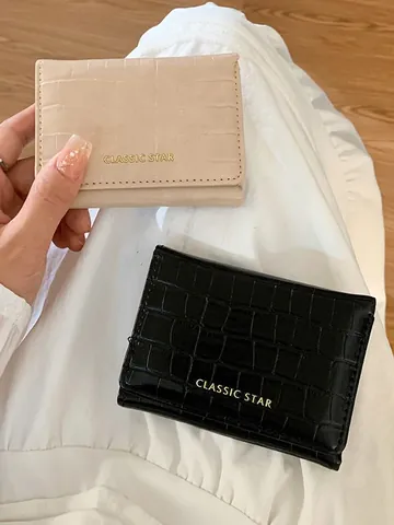 Portafoglio Piccolo da Donna a Tre Pieghi con Motivo a Coccodrillo in Pelle PU Multi Scomparti per Carte Minimalista Compatto