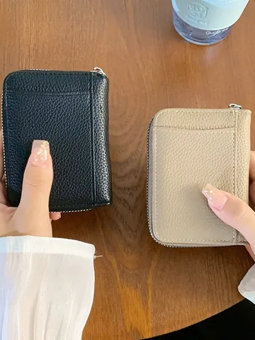 Mini Portafoglio Corto da Donna in Pelle PU Portamonete Chiusura a Cerniera Porta Carte Portatile Piccolo Portafoglio per Uso Quotidiano