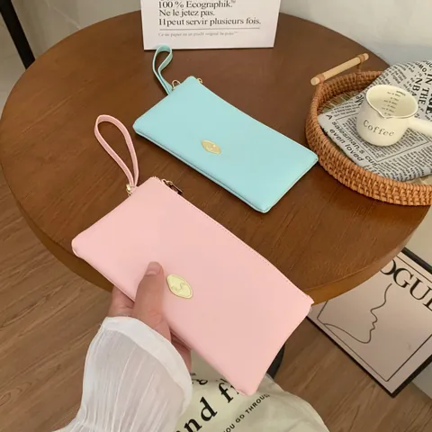Women's Long Wallet High-end Sense PU Leather Clutch Bag With Hand Strap Multi-Card Slot Zipper Purse For Daily Commuting