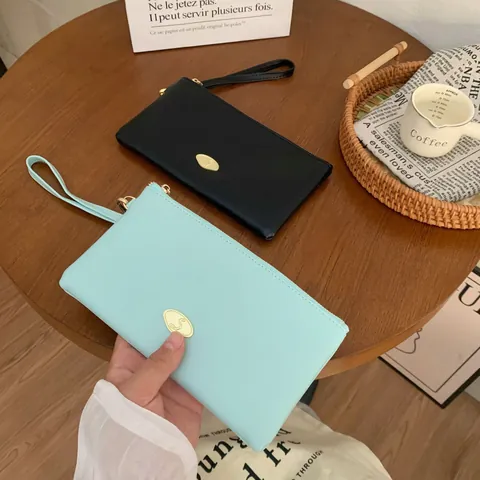 Women's Long Wallet High-end Sense PU Leather Clutch Bag With Hand Strap Multi-Card Slot Zipper Purse For Daily Commuting