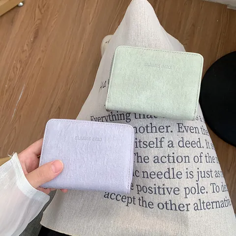 Women's Classic Star Letter Print Short Wallet PU Leather Grained Zip Around Wallet With RFID Blocking Card Holder Coin Purse
