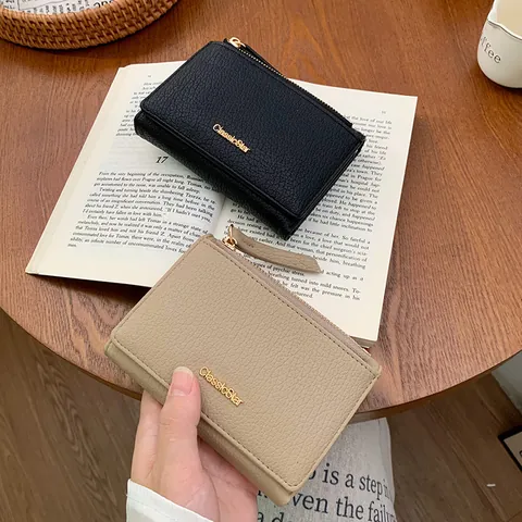 Women Short Trifold Wallet Fashion PU Leather Card Holder With Zipper Coin Pocket Pebbled Texture Small Purse For Daily Use