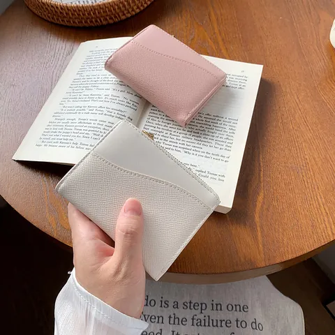 Portafoglio Donna Corto In Pelle PU Minimalista Con Blocco RFID Slot Per Carte Tasca Con Cerniera Porta Carte Sottile Per Uso Quotidiano