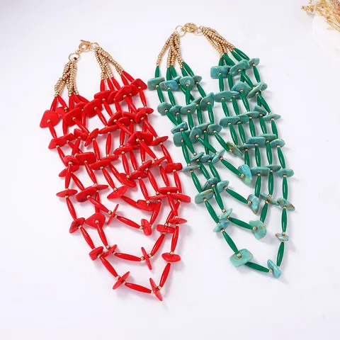 Boheems Meerlagig Kralenketting Voor Vrouwen Handgemaakt Kunststof Geometrisch Statement Sieraad Voor Vakantie