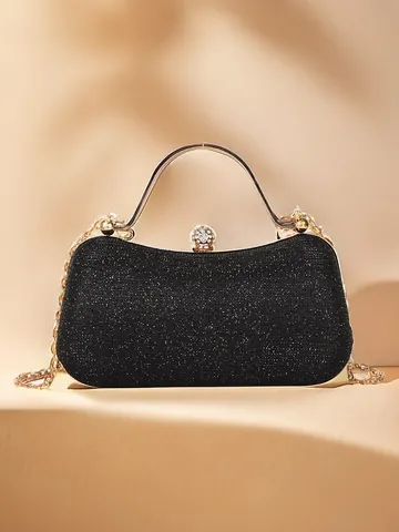Sac de Soirée Luxe à Paillettes et Strass pour Femmes Pochette Ronde Ovale avec Bandoulière Chaîne pour Mariage Fête Banquet
