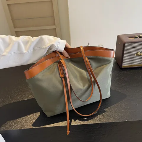 Μοντέρνα Γυναικεία Τσάντα Tote Μεγάλης Χωρητικότητας Ύφασμα Oxford Καμβάς Συνθετικό Δέρμα Τσάντα Ώμου Καθημερινή Τσάντα Χειρός