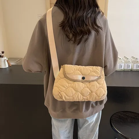Borsa a Tracolla Trapuntata Imbottita da Donna Casual Minimalista a Onde Leggera Spalla Tracolla Regolabile Moda