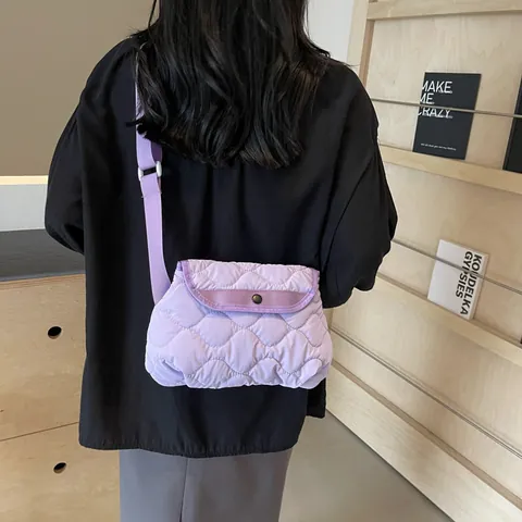 Borsa a Tracolla Trapuntata Imbottita da Donna Casual Minimalista a Onde Leggera Spalla Tracolla Regolabile Moda