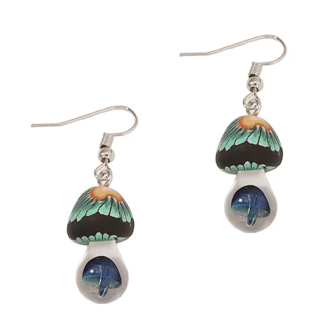 Handmade Mushroom Polymer Clay Drop Earrings Stainless Steel Post Cute Forest Style Colorful Jewelry For Women Girls