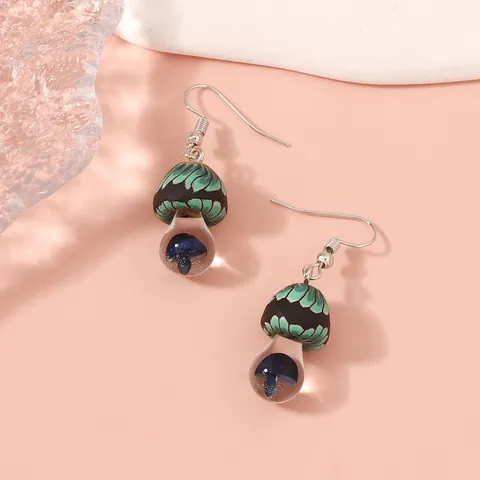 Handmade Mushroom Polymer Clay Drop Earrings Stainless Steel Post Cute Forest Style Colorful Jewelry For Women Girls