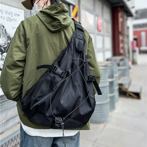 Borsa a Tracolla Techwear da Uomo Grande Capacità Impermeabile in Nylon Tattica Crossbody Bag Urban Workwear Borsa da Petto
