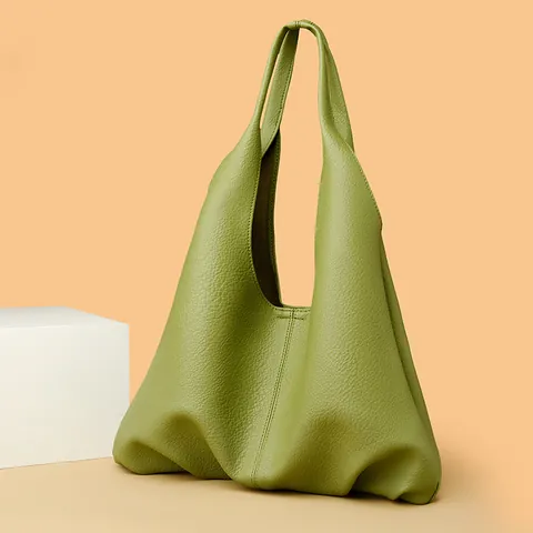 Women Large Capacity PU Leather Hobo Shoulder Bag Minimalist Solid Color Pebble Grain Underarm Tote Bag Commuting Purse