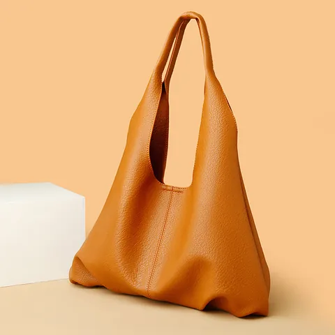 Women Large Capacity PU Leather Hobo Shoulder Bag Minimalist Solid Color Pebble Grain Underarm Tote Bag Commuting Purse