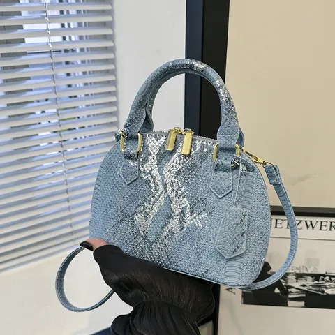 Damen Mode Muscheltasche Schlangenmuster PU Leder Schultertasche Luxus Top Griff Umhängetasche Für Damen Alltag Reise Tasche