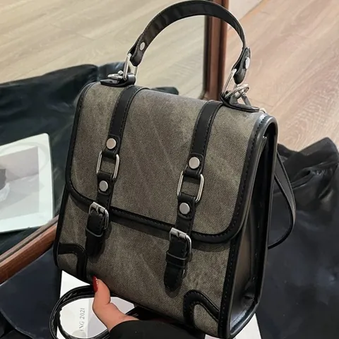 Sac à Dos Patchwork en Cuir PU pour Femmes Style Britannique Vintage Sac à Bandoulière Multifonctionnel Sac à Main École Voyage