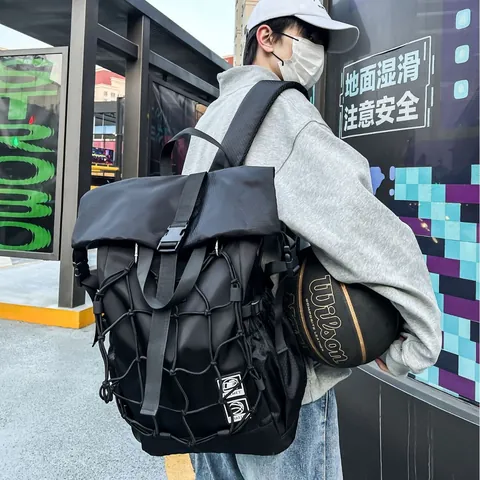 Funktionaler Sportrucksack Wasserdicht Nylon Roll Top Helmtasche Große Kapazität Basketball Aufbewahrung Reiserucksack Unisex