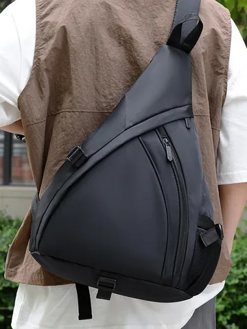 Triangle Nylon Chest Bag Large Capacity Waterproof Crossbody Shoulder Sling Pack For Sport Outdoor Casual Travel Water Drop Bag