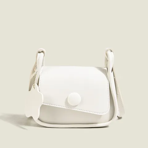 Bolso Bandolera Cuadrado Pequeño de Cuero PU Minimalista para Mujer Con Colgante de Flor Color de Contraste para Diario