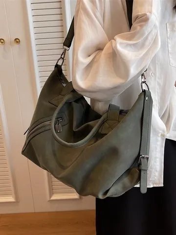 Damen Große Kapazität PU Leder Tote Bag Vintage Mattierte Umhängetasche Handtasche Verstellbarer Gurt Pendlertasche