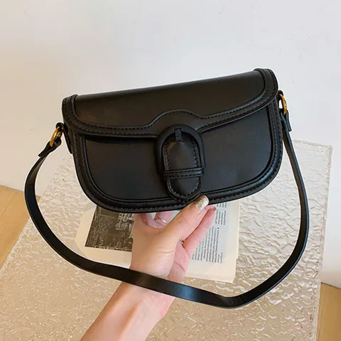 Borsa a Tracolla Vintage da Donna in Pelle PU a Sella con Tracolla Regolabile Pattina Quadrata per il Pendolarismo Quotidiano