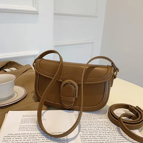 Borsa a Tracolla Vintage da Donna in Pelle PU a Sella con Tracolla Regolabile Pattina Quadrata per il Pendolarismo Quotidiano