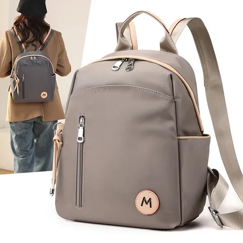 Mochila de Nailon para Mujer Minimalista Hidrófuga Bolsa de Viaje Ligera Casual Moda Mochila Escolar para Mujeres con Bolsillos