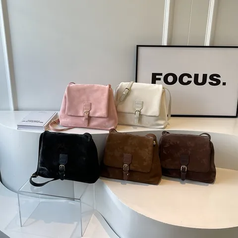 Vintage PU Leather Messenger Bag Women Retro Distressed Texture Flap Buckle Shoulder Bag Large Capacity Casual Underarm Bag