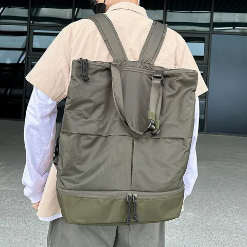 Multi Functional Large Capacity Nylon Backpack Tote Bag For Men Women Waterproof Travel Commute With Shoe Compartment