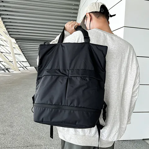Multi Functional Large Capacity Nylon Backpack Tote Bag For Men Women Waterproof Travel Commute With Shoe Compartment