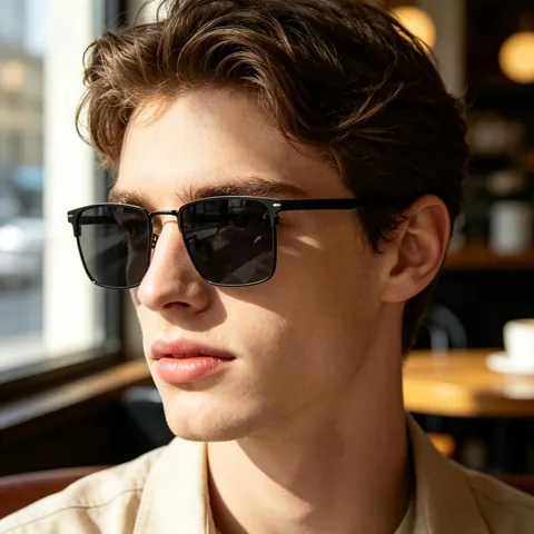 Gafas De Sol Polarizadas Para Hombre Moda Montura Cuadrada Protección UV Aire Libre Pesca Conducción Lente TAC Metal Plástico
