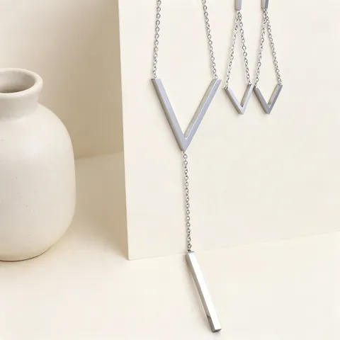 Collana E Orecchini A Forma Di V Minimalista In Acciaio Inossidabile Gioielli Catena A Clavicola Geometrica Nappa