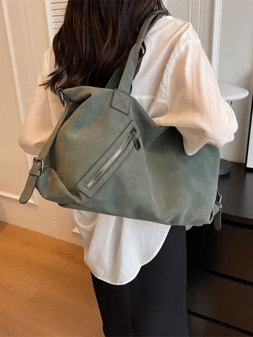 Damen Große Kapazität PU Leder Tote Bag Vintage Mattierte Umhängetasche Handtasche Verstellbarer Gurt Pendlertasche