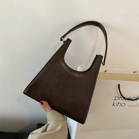 Borsa Sottobraccio in Pelle PU Retro da Donna Borsa Hobo Geometrica Minimalista Moda Cuciture Patchwork Borsa a Spalla