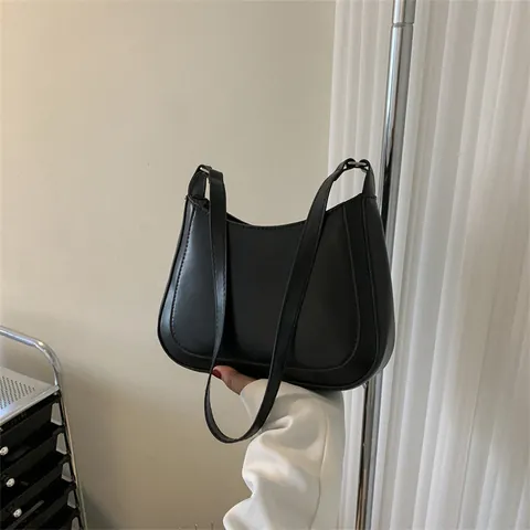 Vintage PU Leather Underarm Bag For Women Large Capacity Minimalist Solid Color Shoulder Bag Daily Commute Hobo Bag