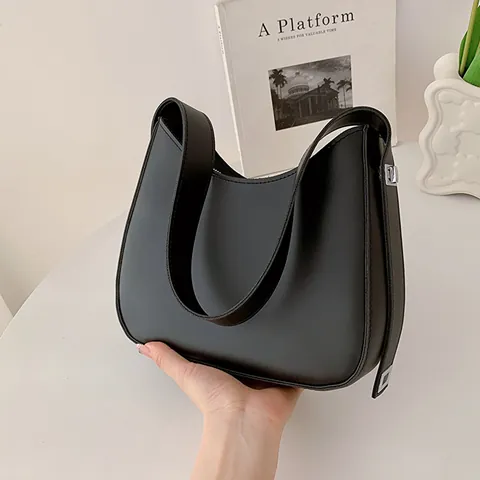 Bolso Hobo de Cuero PU Estilo Francés Vintage para Mujer Diseño Minimalista Color Sólido Correa de Hombro Axila