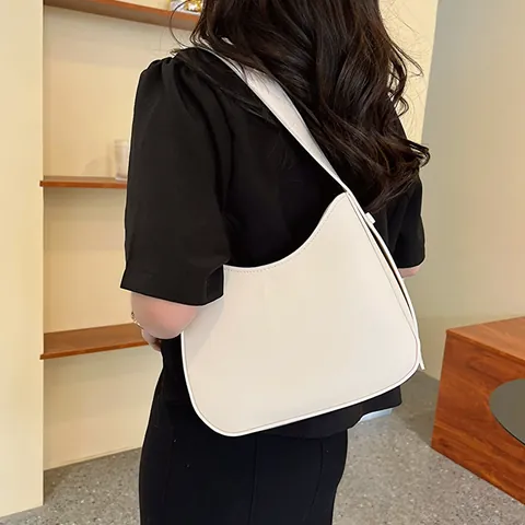 Bolso Hobo de Cuero PU Estilo Francés Vintage para Mujer Diseño Minimalista Color Sólido Correa de Hombro Axila